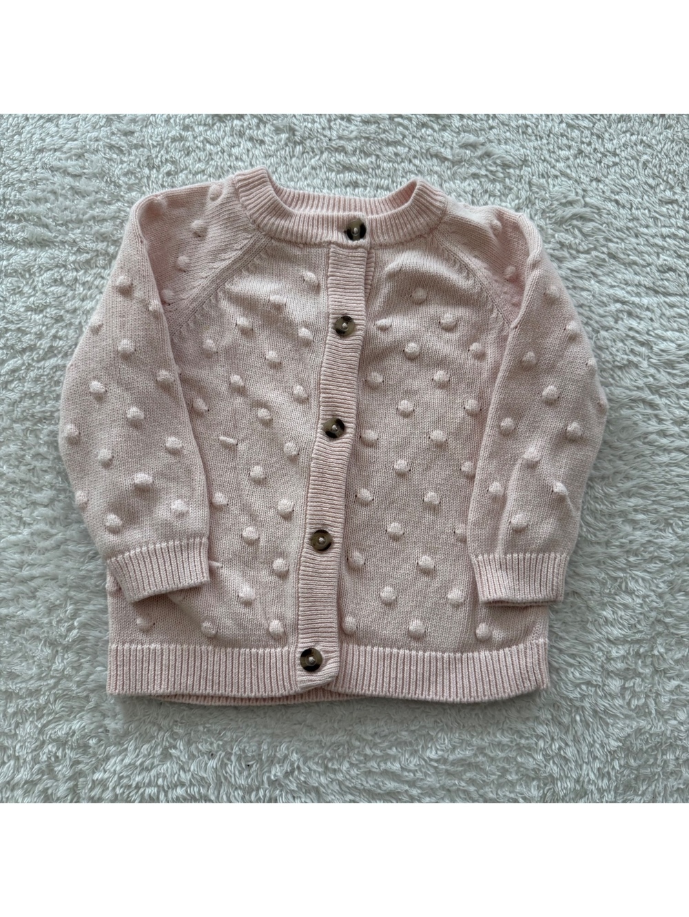 18m Bobble Knit Pink Cardigan Sweater